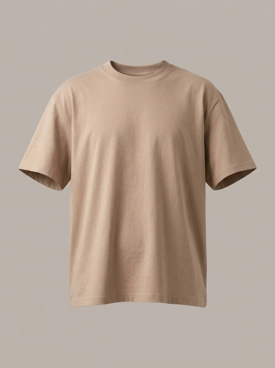 OCTAVIO - Camiseta de algodón pesado holgada - Camel claro