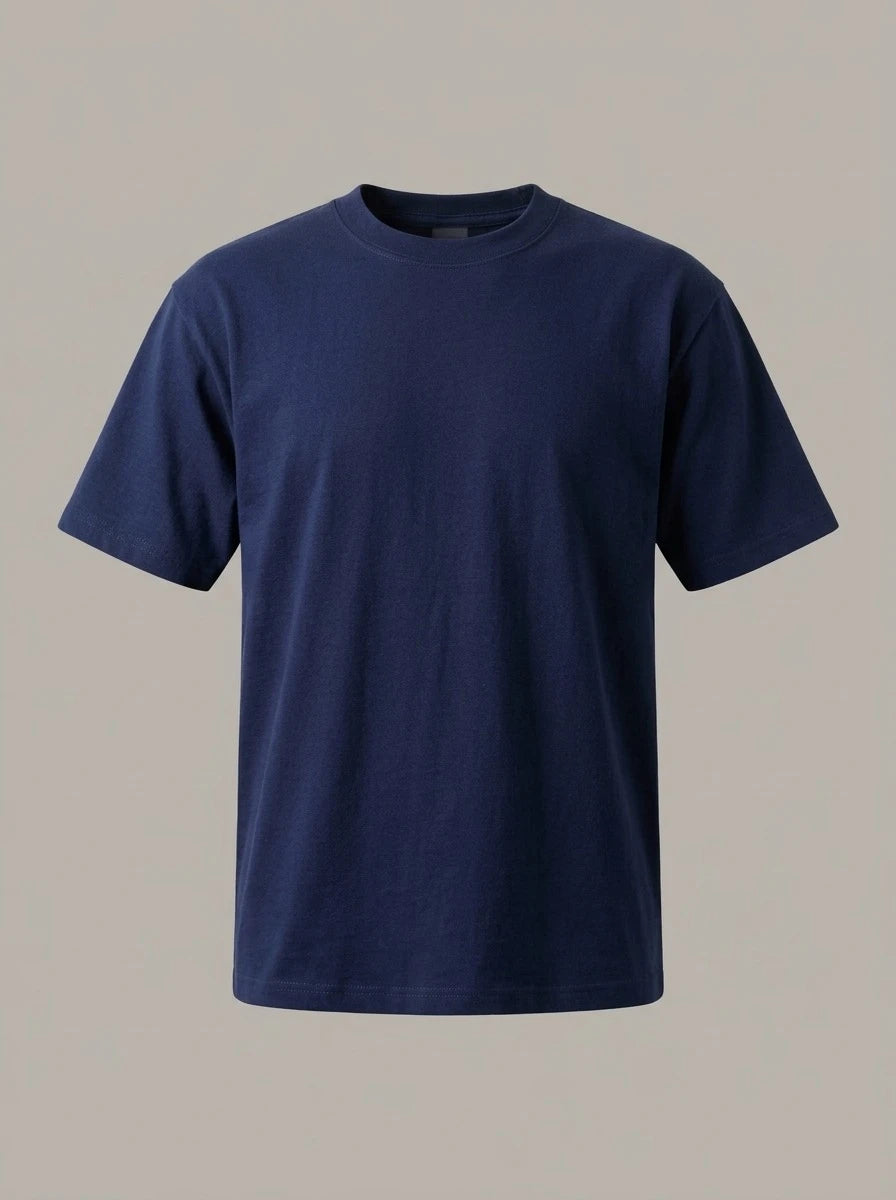 LUCIANO - Camiseta de algodón grueso de manga corta - Azul marino