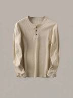 ÍÑIGO - Camiseta henley de punto gofrado - Caqui