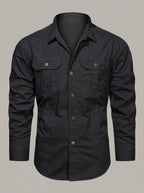 ANTONIO PEDRO - Camisa cargo de algodón - Negro