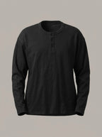 GORKA - Camiseta henley de algodón grueso - Negro