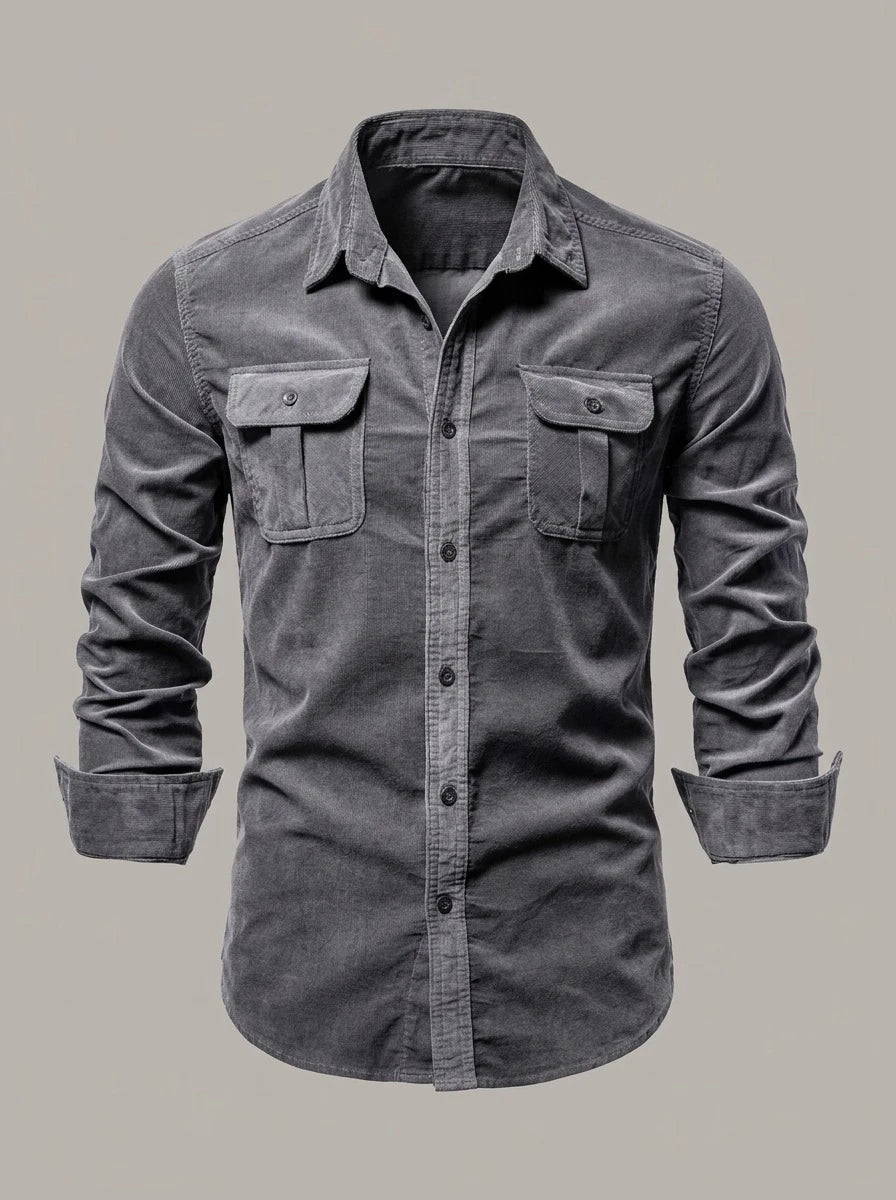 JUANMA - Camisa de trabajo de algodón - Gris oscuro