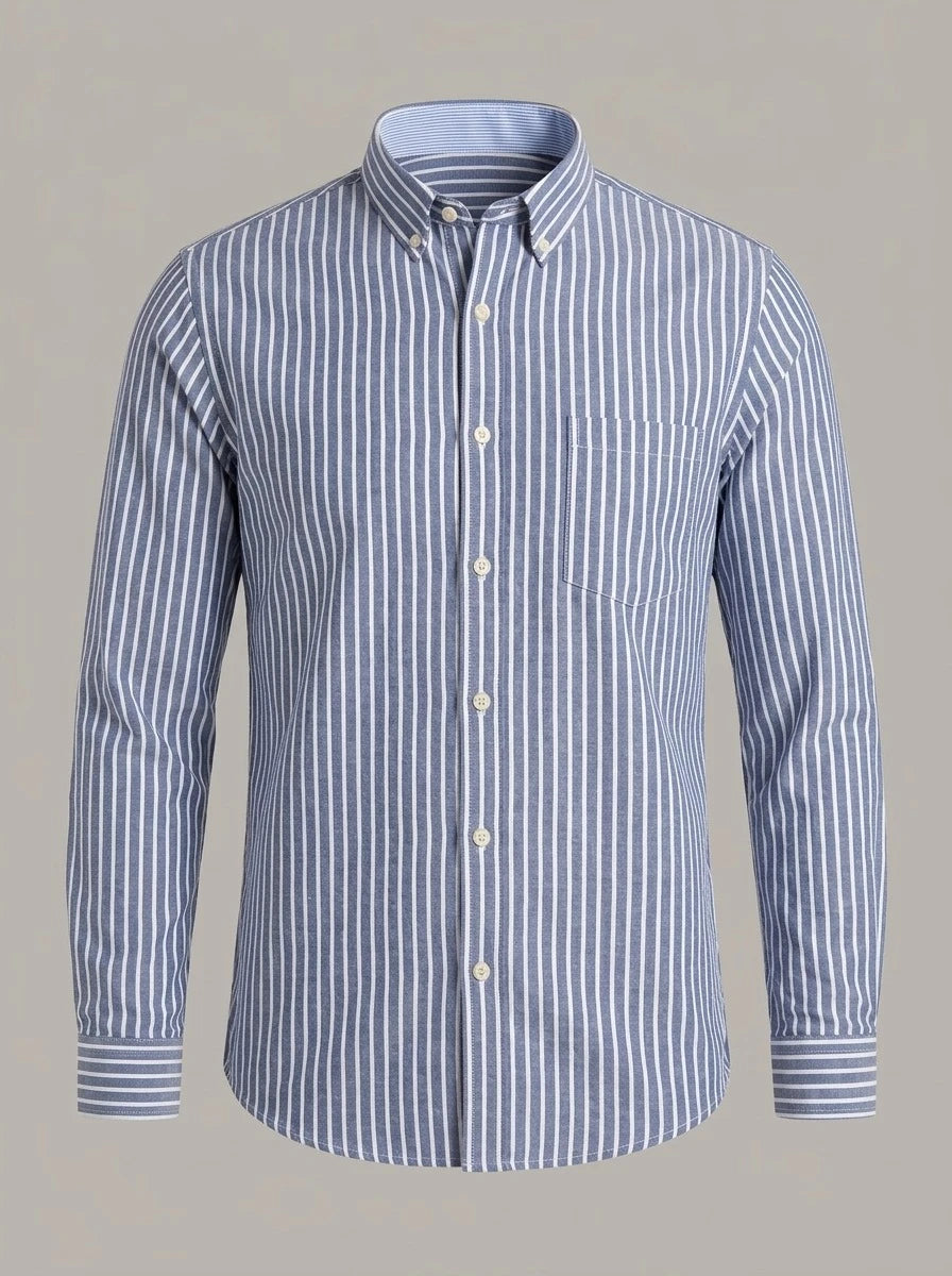IBON - Camisa Oxford de rayas - Rayas azules