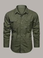 ANTONIO PEDRO - Camisa cargo de algodón - Verde militar