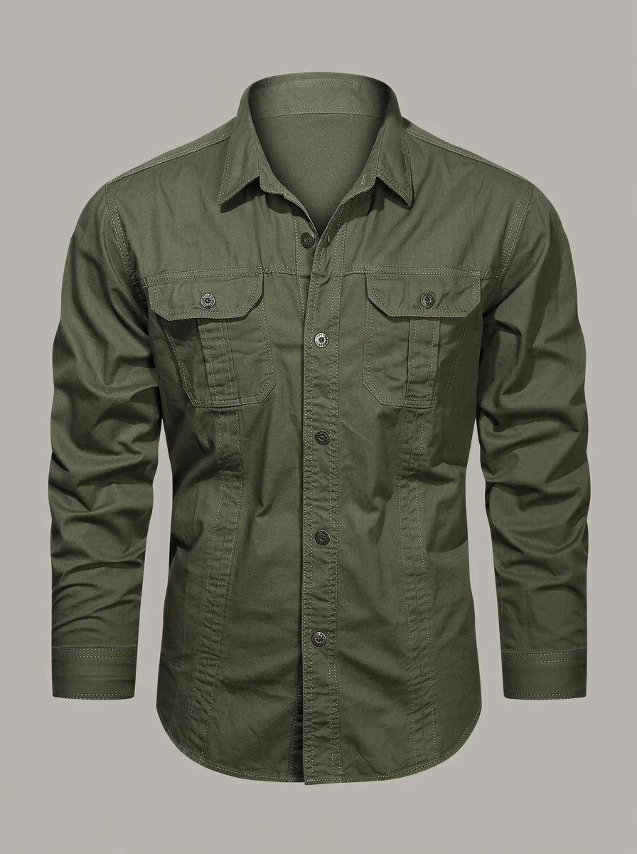ANTONIO PEDRO - Camisa cargo de algodón - Verde militar