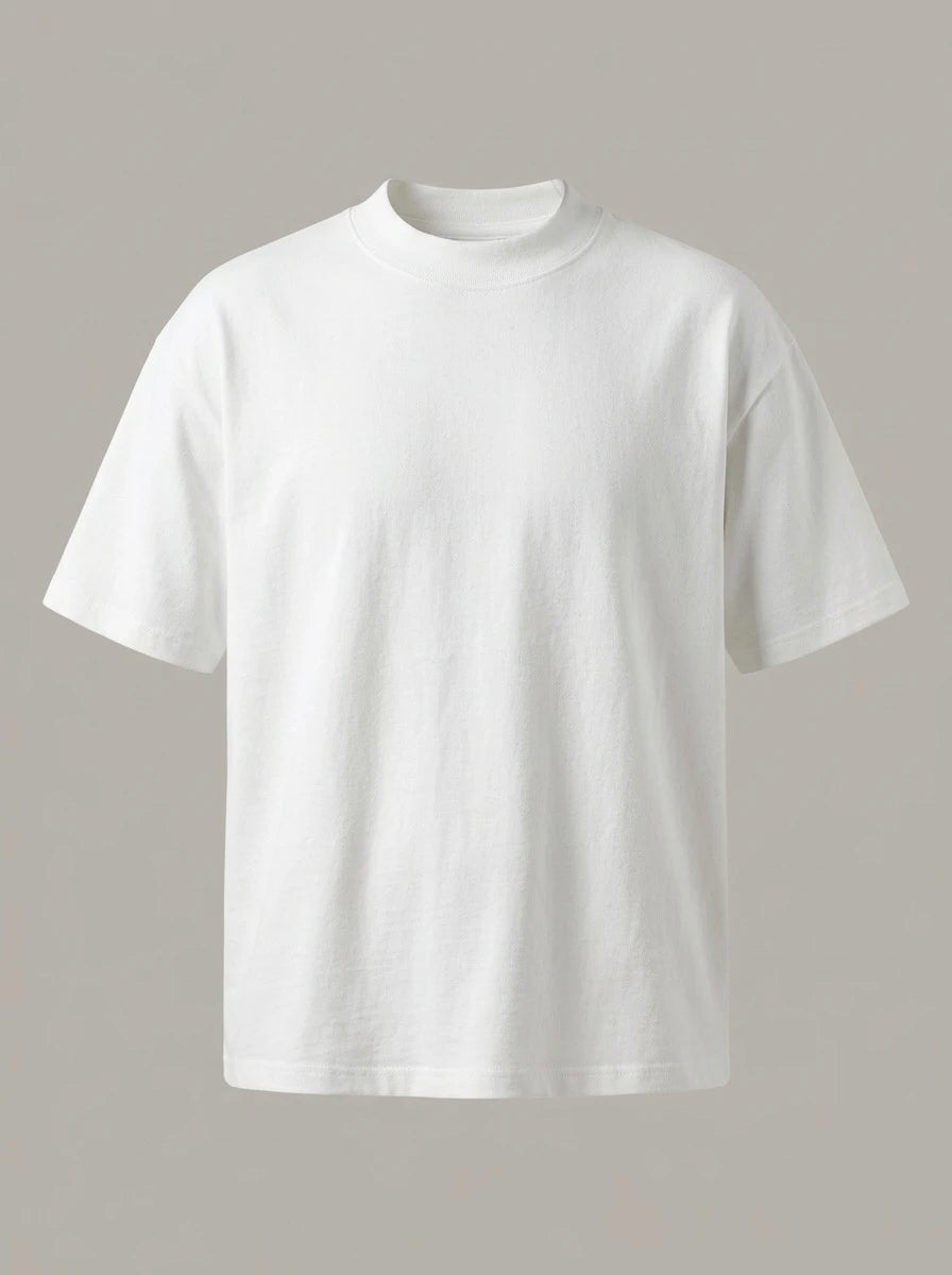 LUCIANO - Camiseta de algodón grueso de manga corta - Blanco