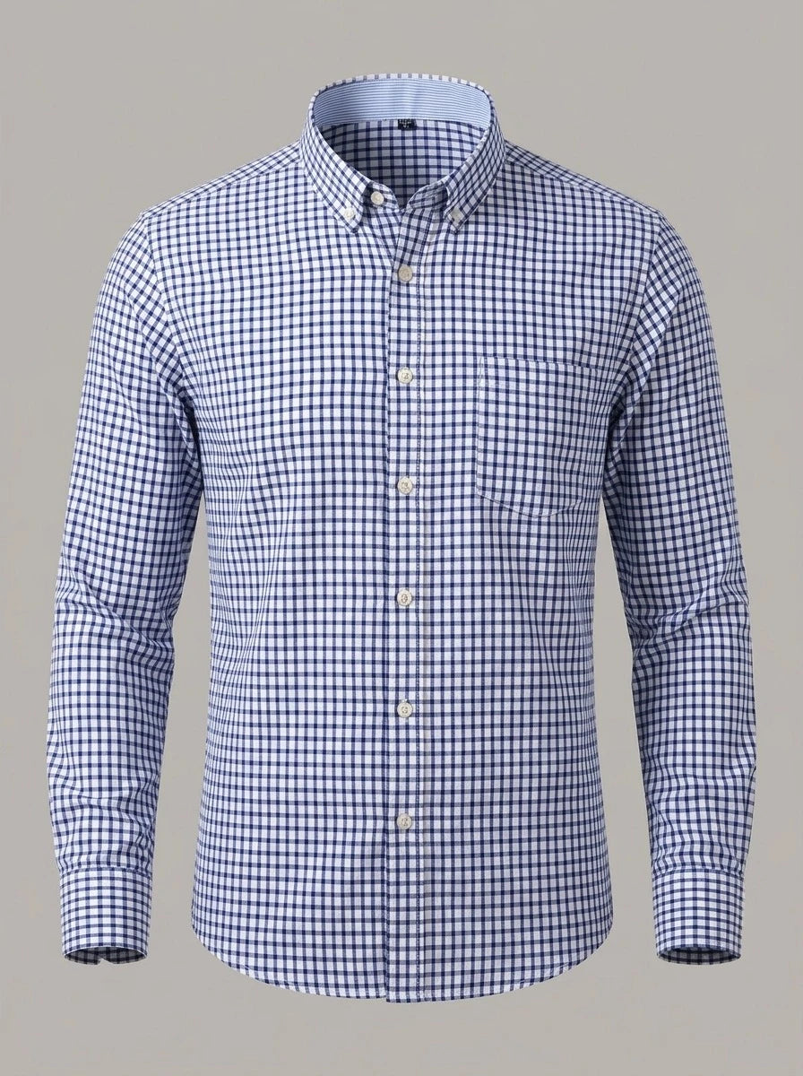 IBON - Camisa Oxford de rayas - Cuadros azul