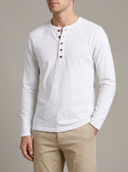 ASIER - Camiseta henley ajustada de manga larga