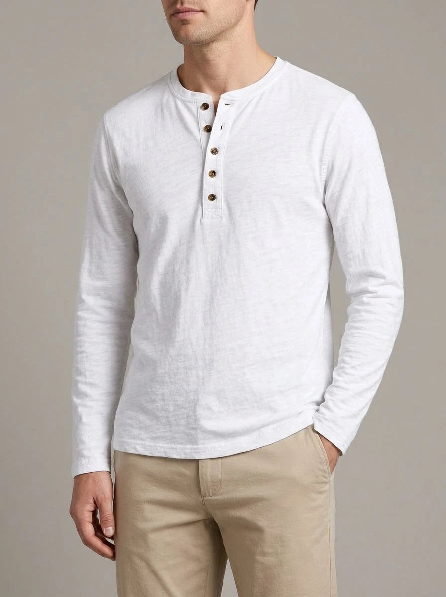 ASIER - Camiseta henley ajustada de manga larga