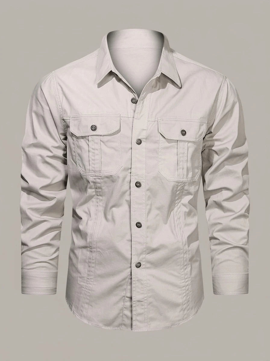 ANTONIO PEDRO - Camisa cargo de algodón - Beige