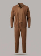 ISIDRO - Chaqueta de punto y pantalón a juego - Café