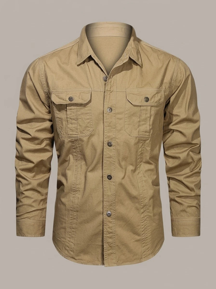 ANTONIO PEDRO - Camisa cargo de algodón - Caqui