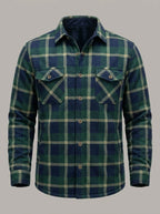 IÑAKI - Camisa de franela forrada - Cuadros verde y azul