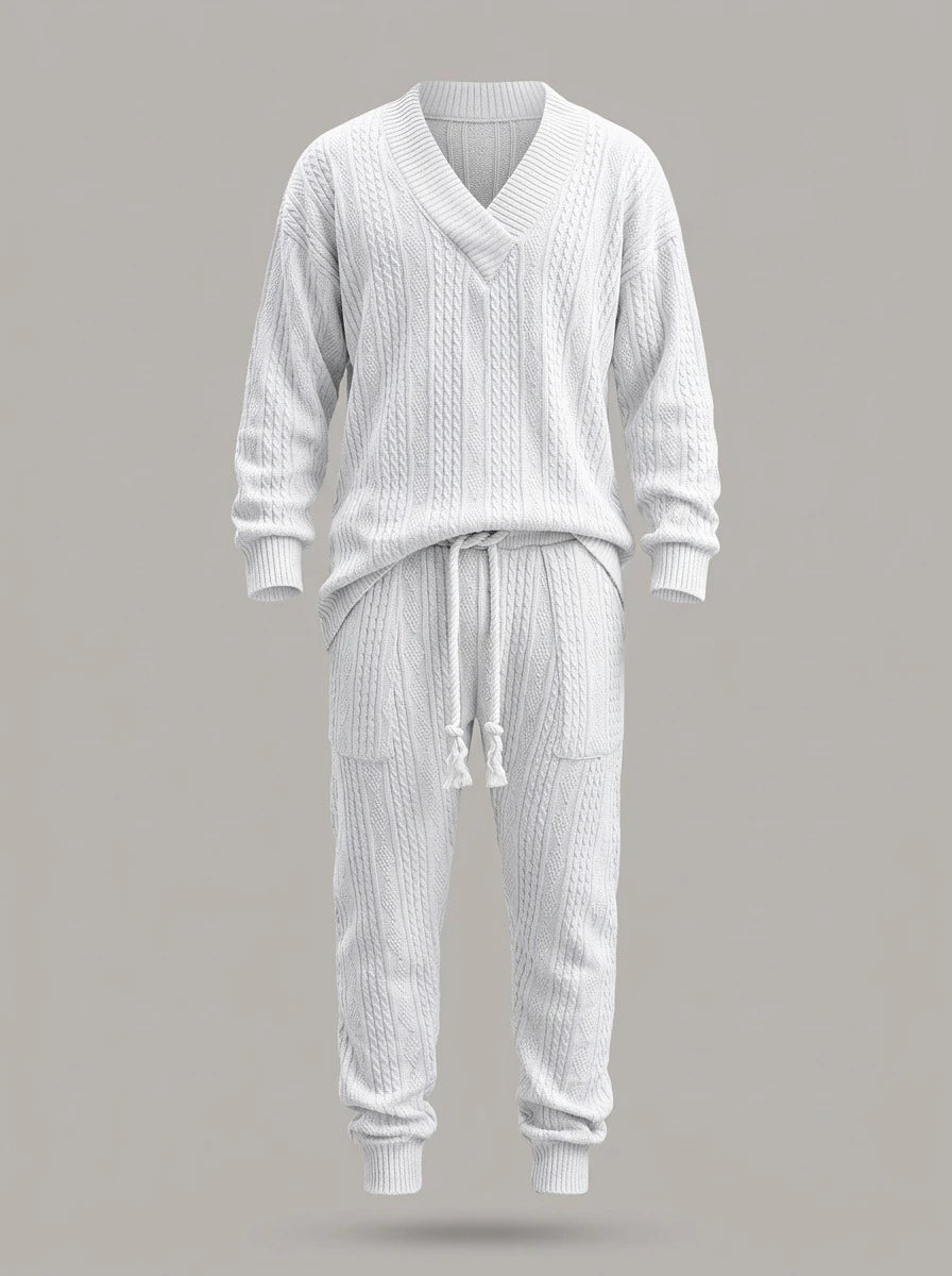MANUEL LUIS - Conjunto de jersey de punto y pantalón - Blanco