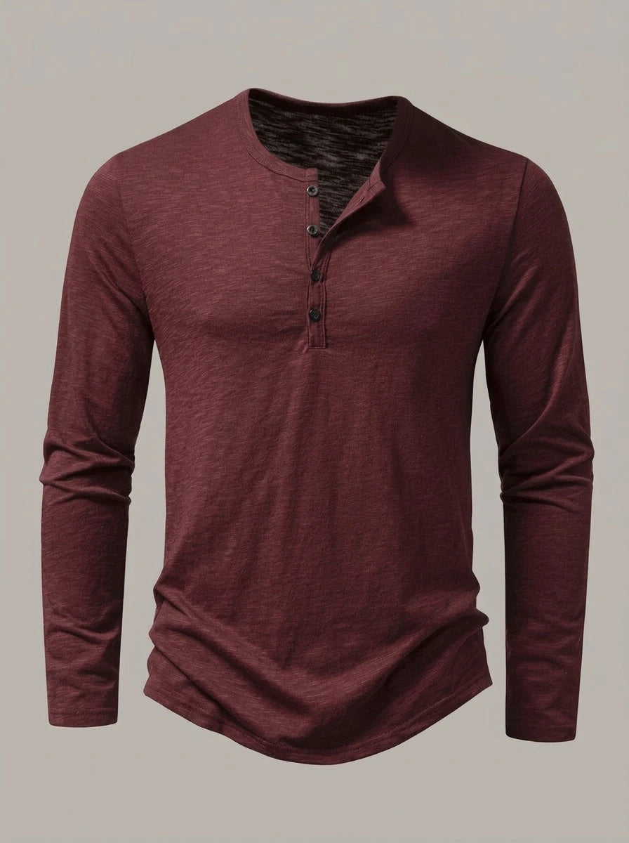 HERNÁN - Camiseta henley de manga larga - Burdeos