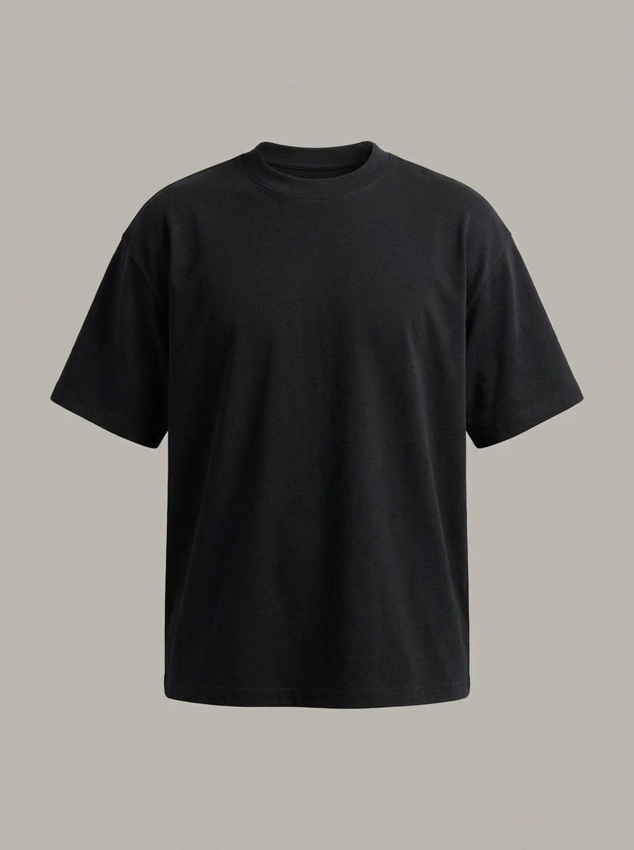OCTAVIO - Camiseta de algodón pesado holgada - Negro