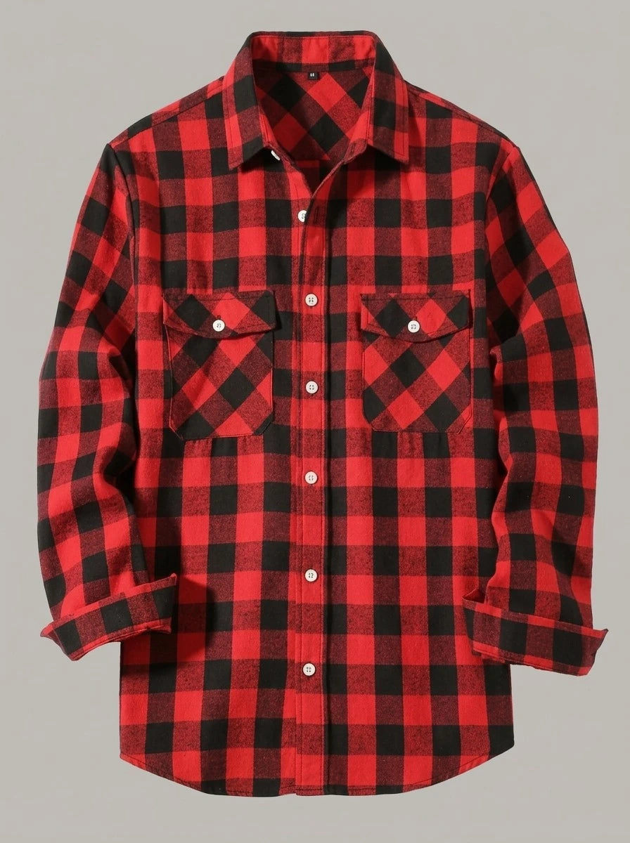 CHEMA - Camisa de franela de cuadros - Cuadros rojo