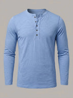 ASIER - Camiseta henley ajustada de manga larga - Azul claro