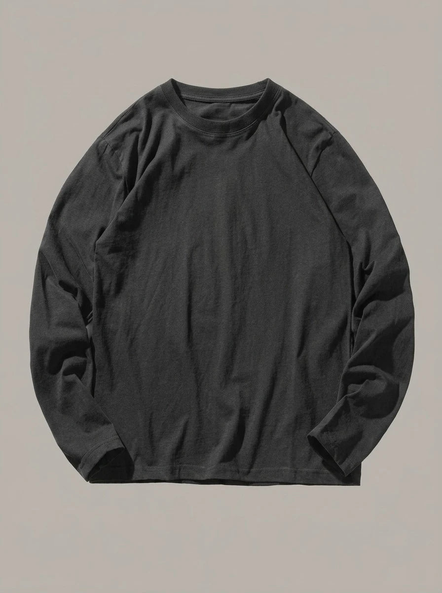 ROMÁN - Camiseta de manga larga efecto lavado - Negro