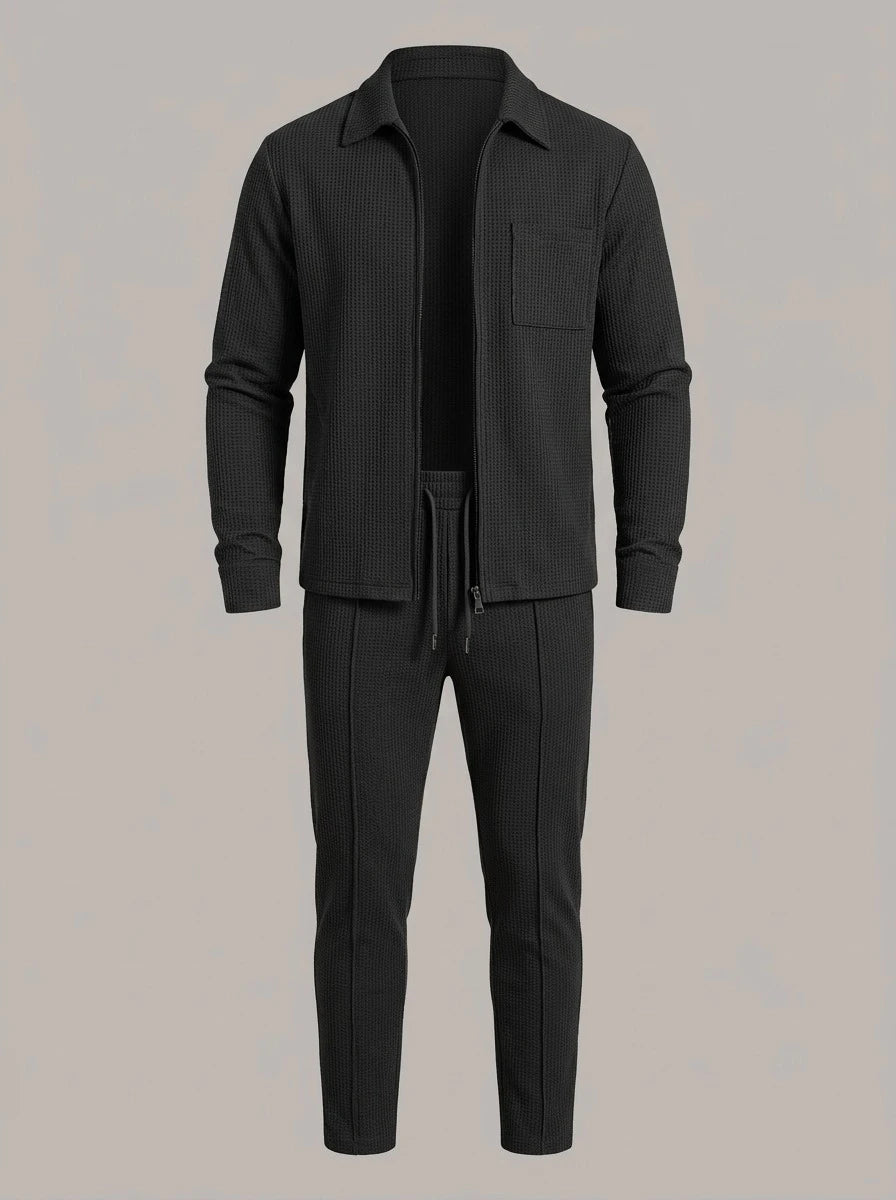 JUAN ALFONSO - Conjunto de punto gofrado - Negro