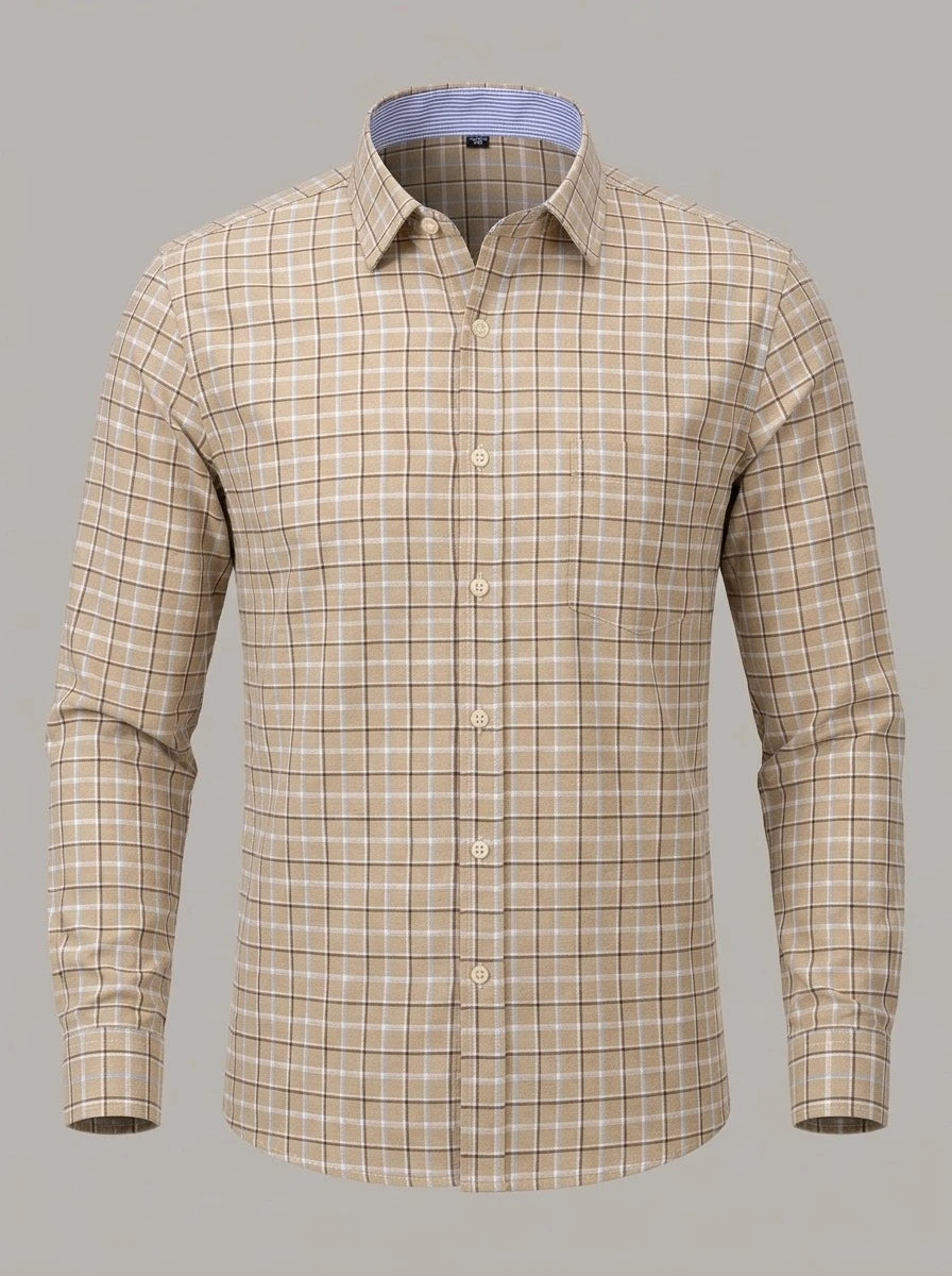 KOLDO - Camisa Oxford de cuadros - Cuadros beige
