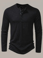HERNÁN - Camiseta henley de manga larga - Negro