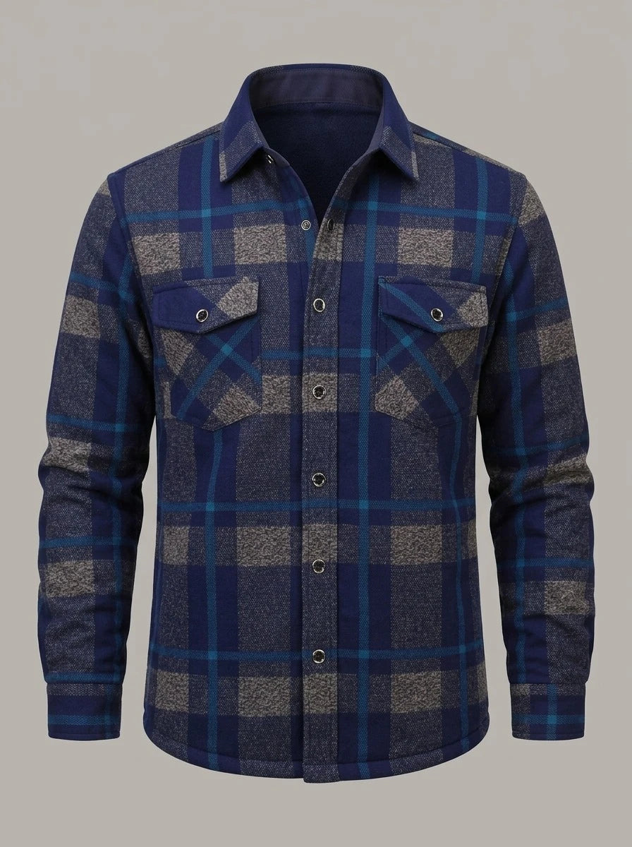 IÑAKI - Camisa de franela forrada - Cuadros azul noche