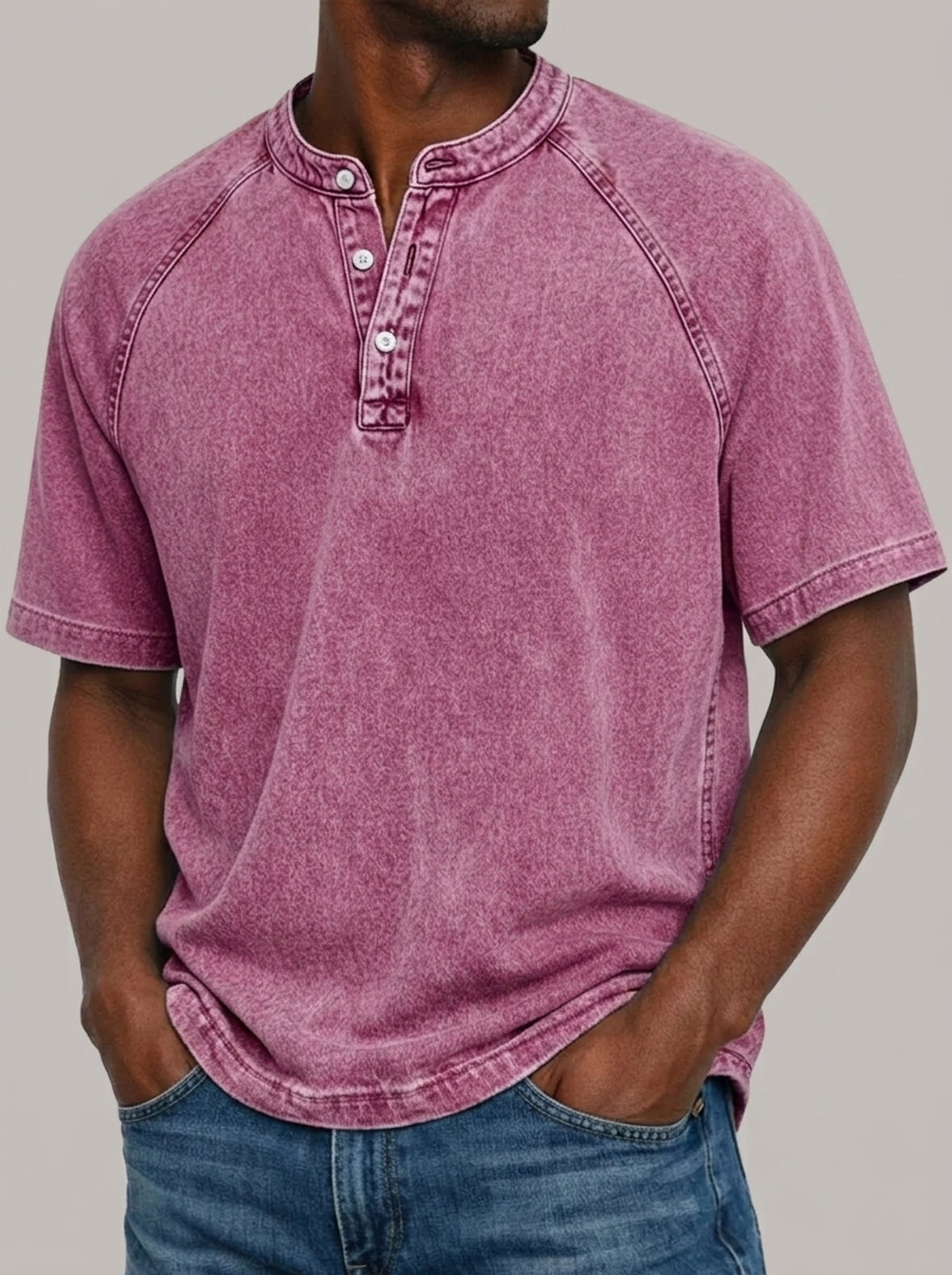 LUIS - Camiseta Henley lavada™