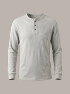 ÍÑIGO - Camiseta henley de punto gofrado - Gris