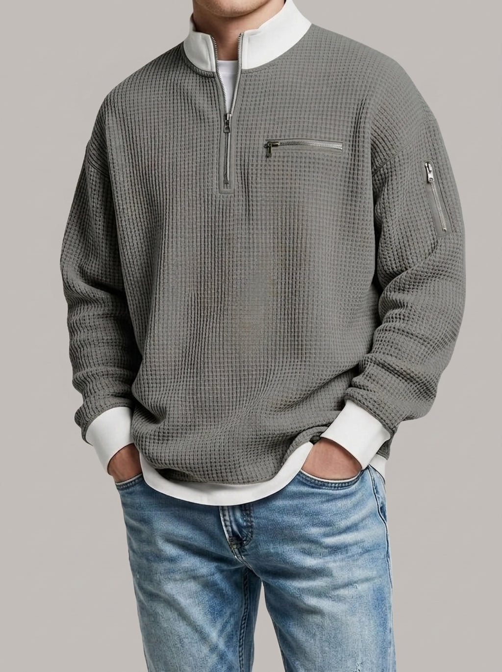 FERNANDO - Jersey con cuello elevado y media cremallera™