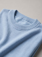 AMBROSIO jersey azul claro - detalle del cuello de canalé