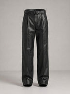 ISAAC pantalones piel anchos - Negro azabache