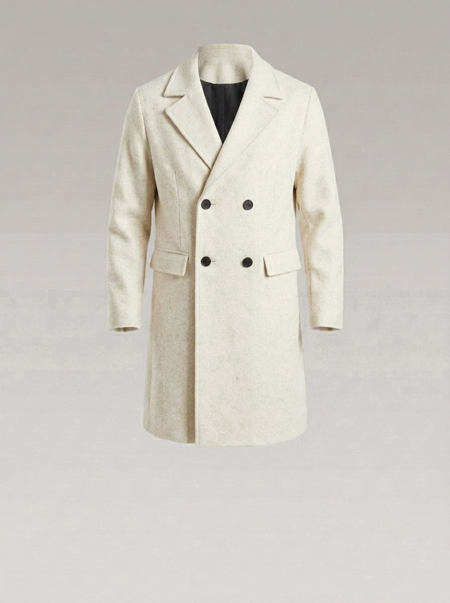 Gabardina cruzada de solapa ancha AGUSTÍN en color blanco