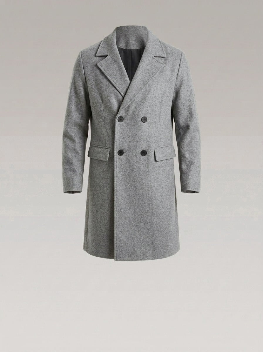 Gabardina cruzada de solapa ancha AGUSTÍN en color gris