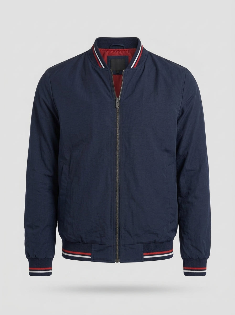 Chaqueta bomber clásica ÁNGEL IGNACIO en color azul marino
