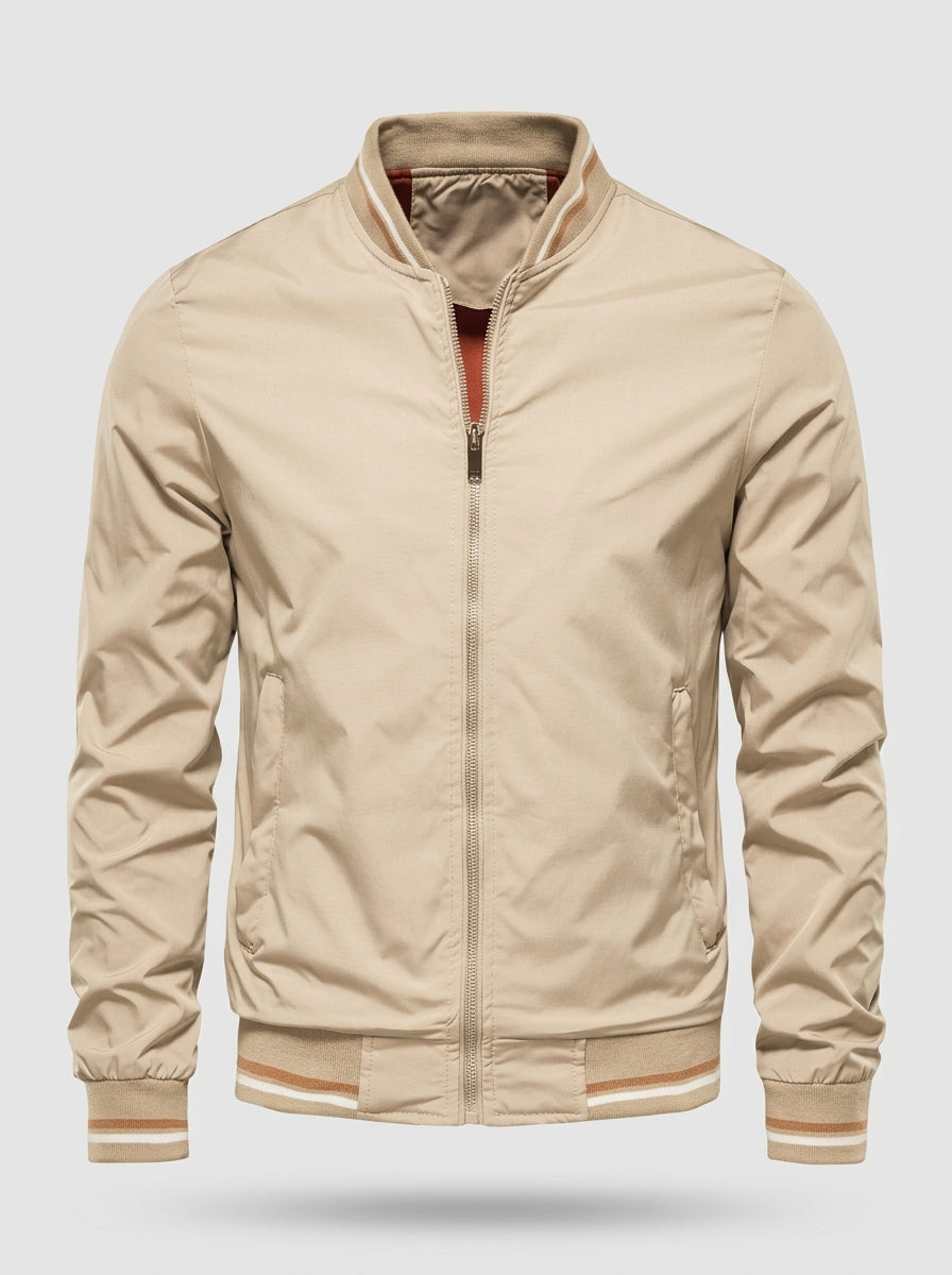 Chaqueta bomber clásica ÁNGEL IGNACIO en color beige claro
