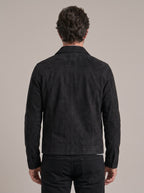 Espalda de la chaqueta oversize de ante MIGUEL RAMÓN negra