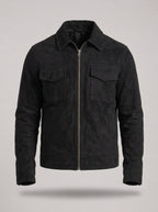 Chaqueta oversize de ante MIGUEL RAMÓN en color negro