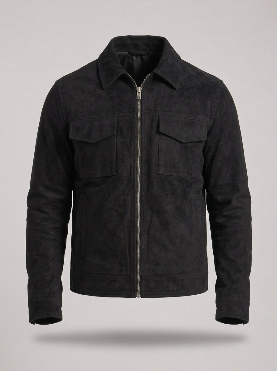 Chaqueta oversize de ante MIGUEL RAMÓN en color negro