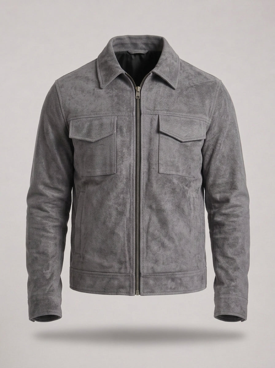Chaqueta oversize de ante MIGUEL RAMÓN en color gris