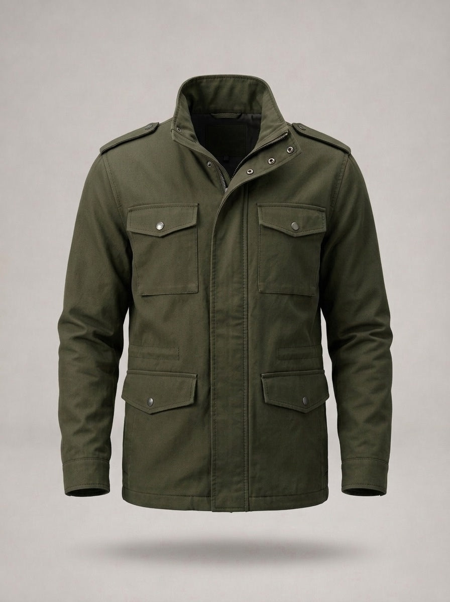 Chaqueta de campo de cuello alto Alfredo en verde oliva