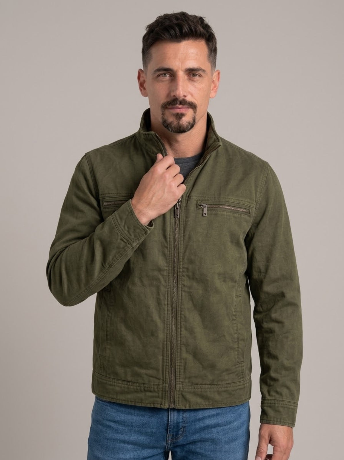 Chaqueta de ante vintage JOSÉ GABRIEL cerrada, vista de frente
