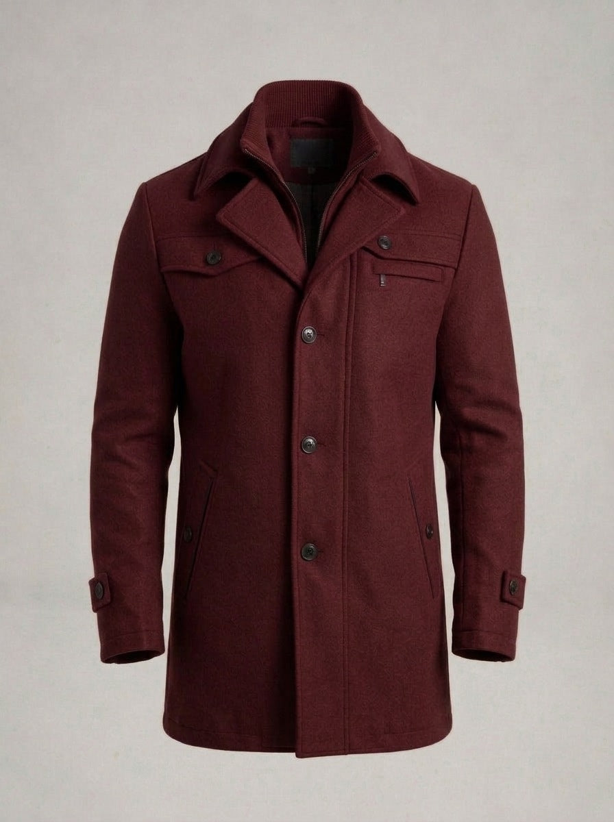 Gabardina de invierno ALVARO en color rojo vino