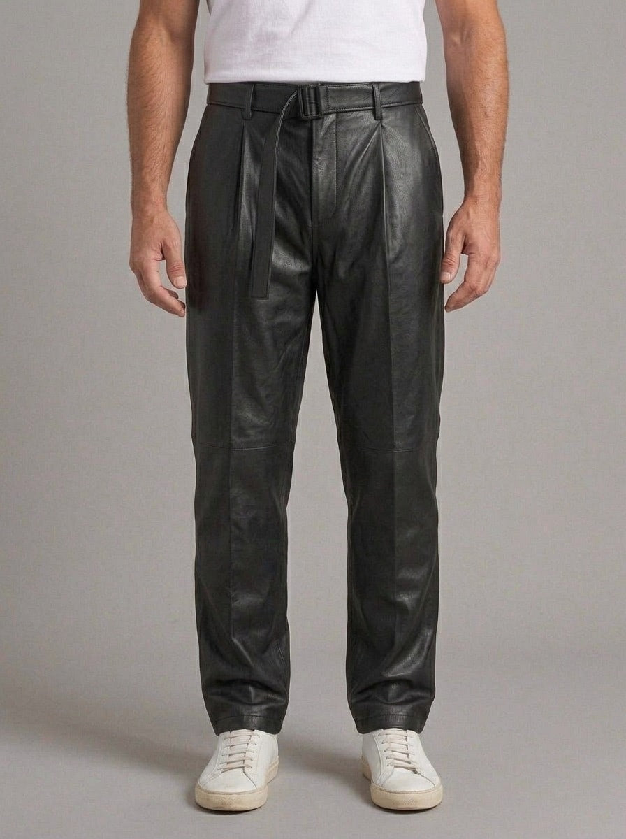 ISAAC pantalones piel anchos - lado