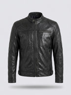 Chaqueta motera efecto piel RAFAEL ÁNGEL en color negro