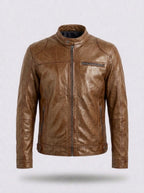 Chaqueta motera efecto piel RAFAEL ÁNGEL en color caqui