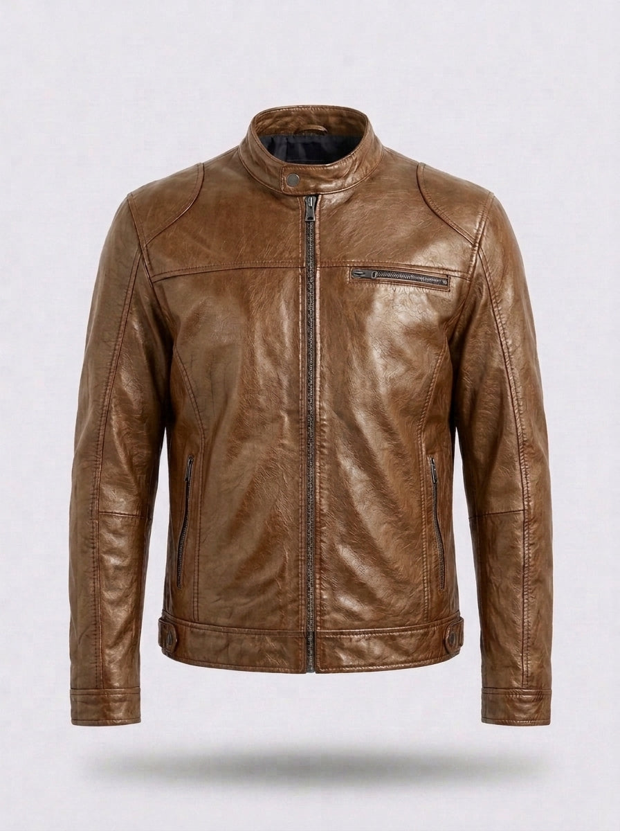 Chaqueta motera efecto piel RAFAEL ÁNGEL en color caqui