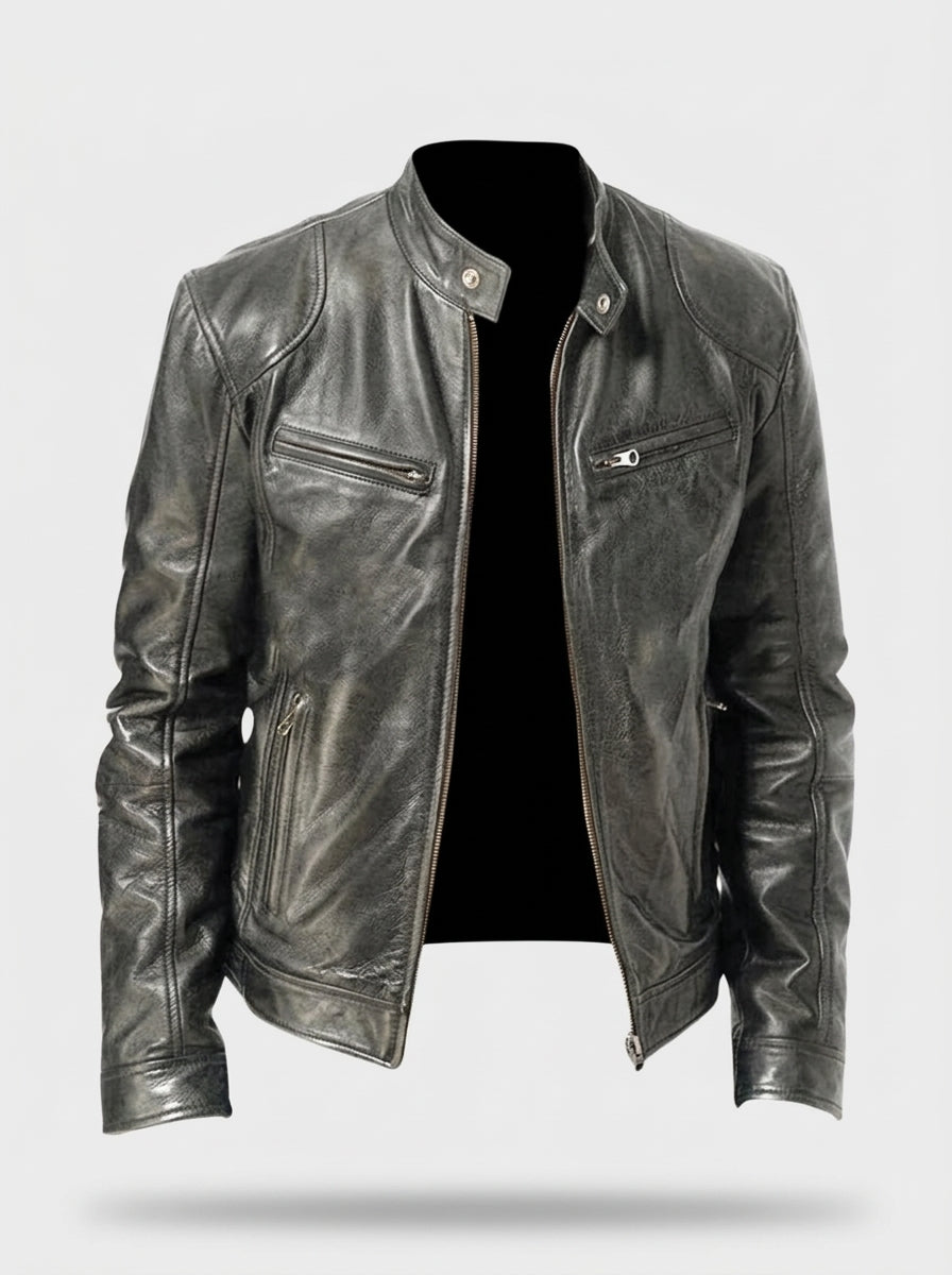 Chaqueta motera efecto piel RAFAEL ÁNGEL en color gris