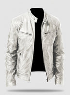 Chaqueta motera efecto piel RAFAEL ÁNGEL en color blanco
