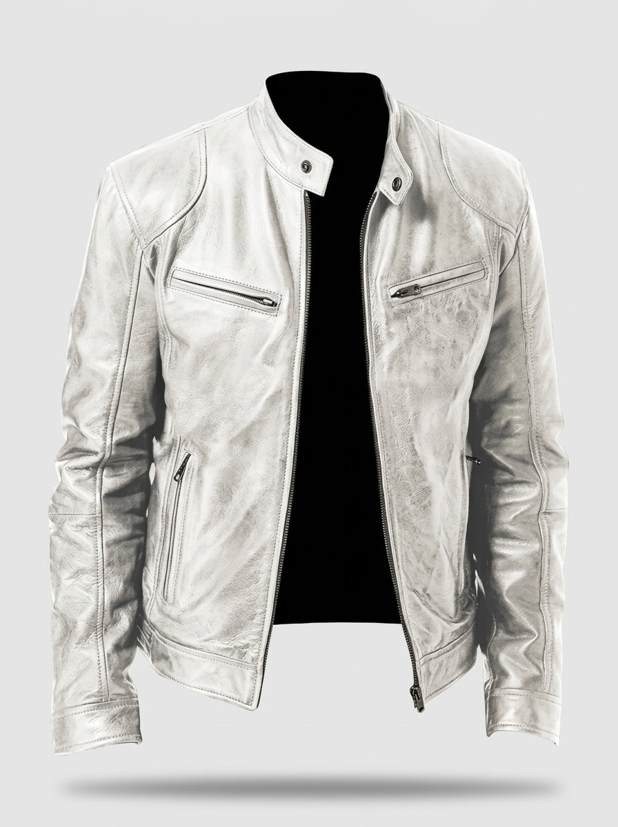 Chaqueta motera efecto piel RAFAEL ÁNGEL en color blanco